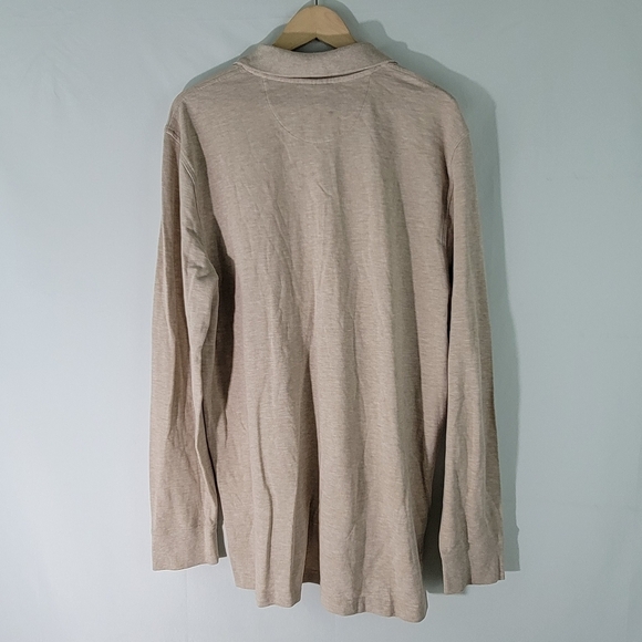 Brooks Brothers Original Fit Performance Polo Sz L Tan Long Sleeve Pima Cotton - Picture 2 of 11